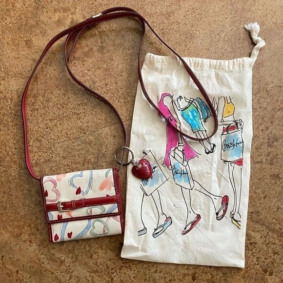 Brighton Handbags - Brighton heart print canvas crossbody wallet